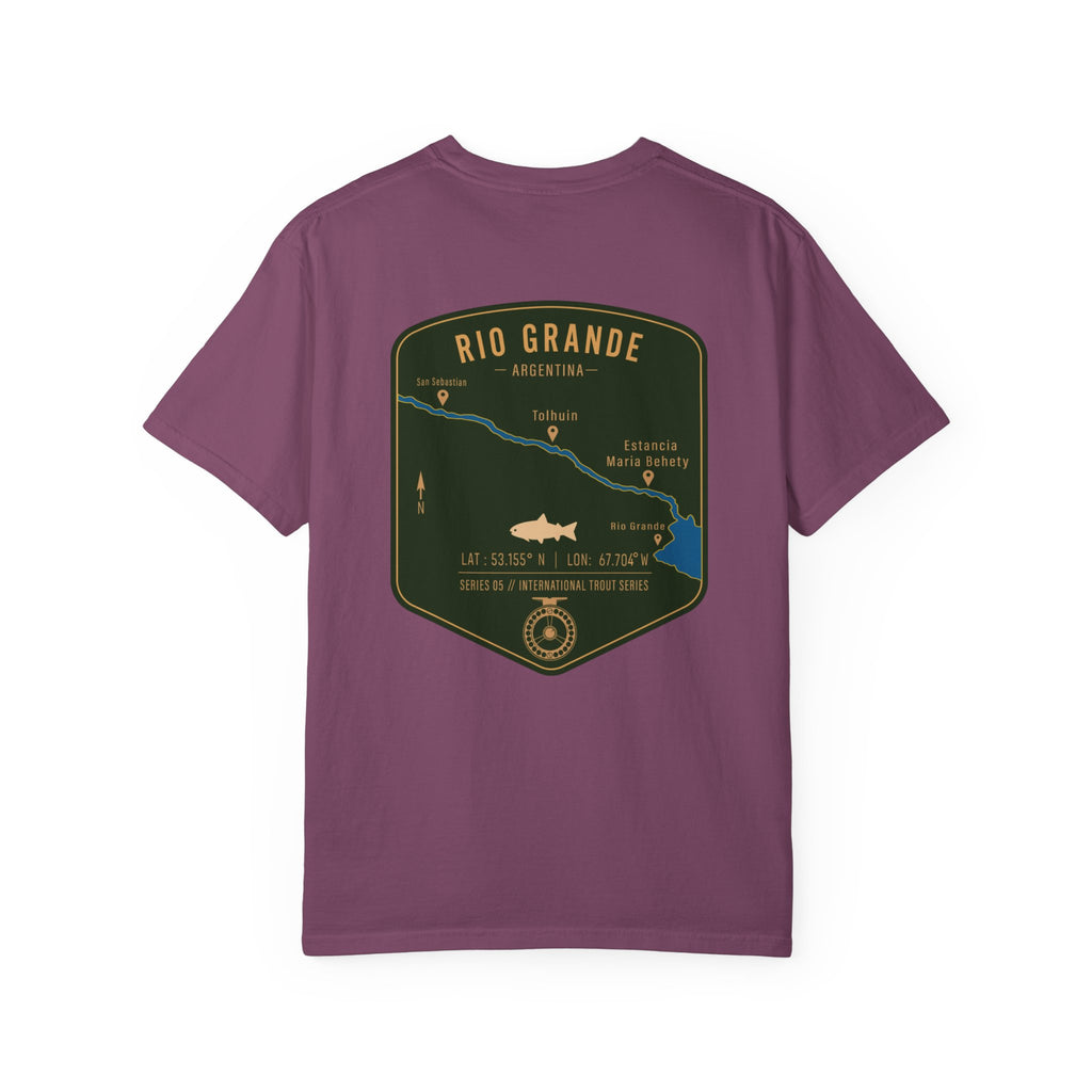 Rio Grande Argentina Fly Fishing T-Shirt - International Trout Series Map - Premium Angler Gift for Trout Fishermen