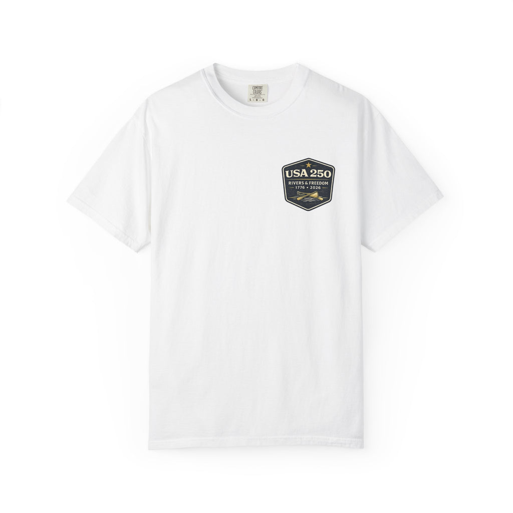 USA 250 River Heritage Light Color Back Badge Rugged Cotton Tee