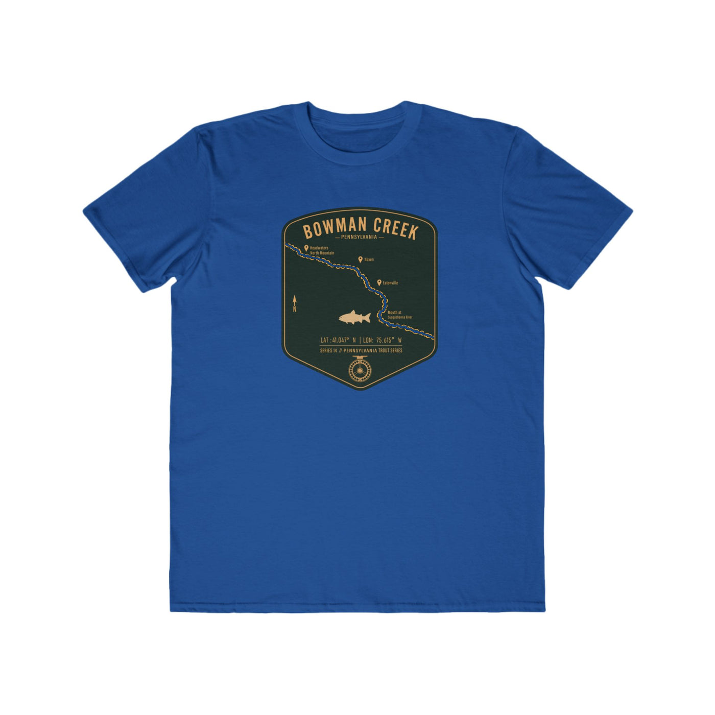 Bowman Creek PA Fishing Map | Lightweight Cotton Trout Tee