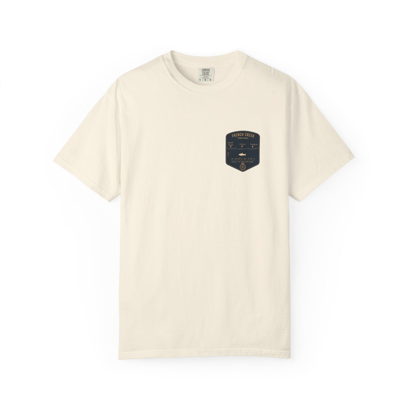 French Creek Fishing Map Pocket-Size Patch — Rugged Cotton Tee