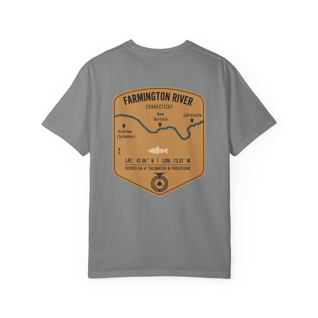 Farmington River Connecticut Fly Fishing T-Shirt - Vintage Trout Angler Map Tee - Tailwater & Freestone Series