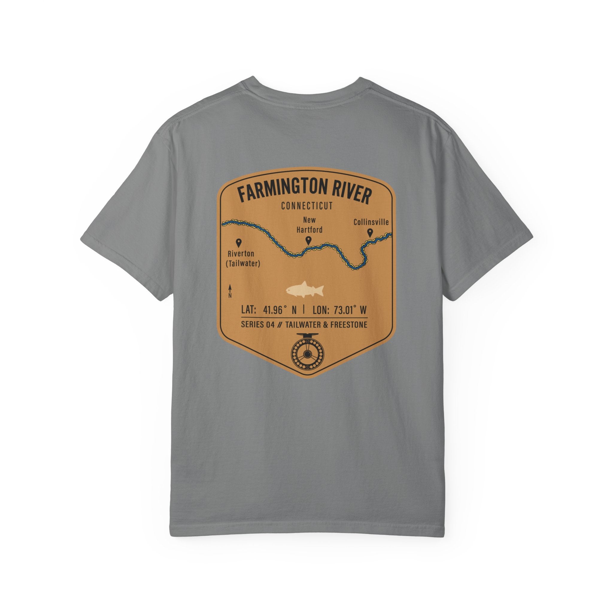 Farmington River Connecticut Fly Fishing T-Shirt - Vintage Trout Angler Map Tee - Tailwater & Freestone Series