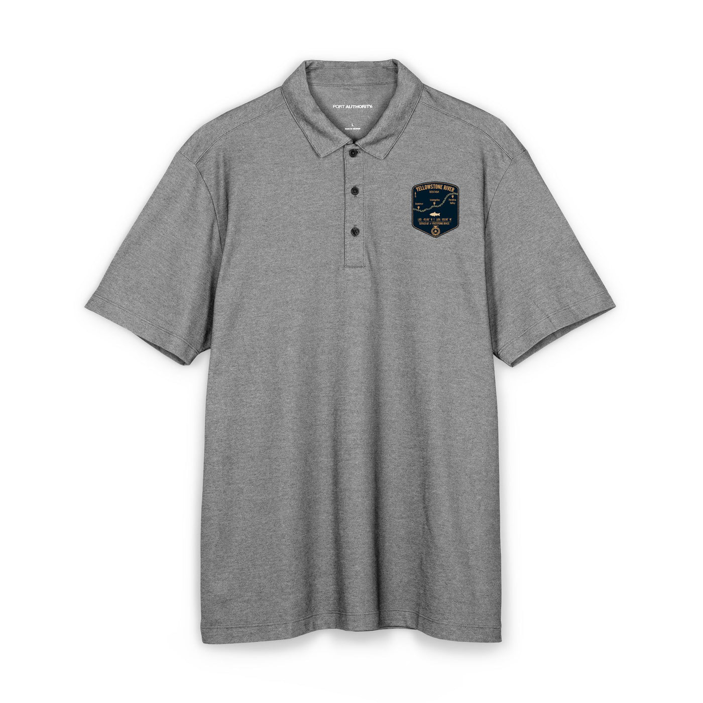 Yellowstone River Fishing Map Polo | Port Authority® Fine Pique Blend