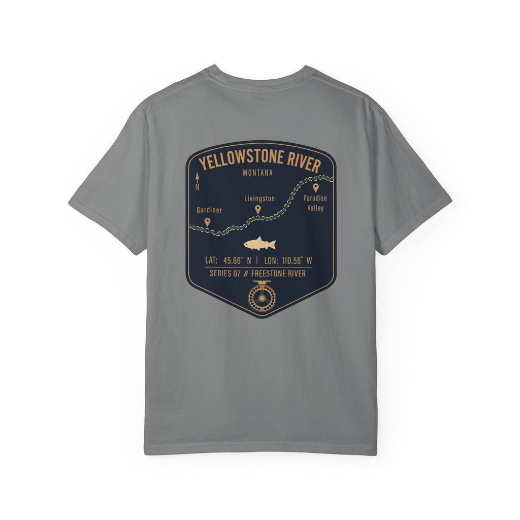 Yellowstone River Montana Fly Fishing T-Shirt - Premium Vintage Trout Map Graphic Tee for Anglers - Livingston & Paradise Valley