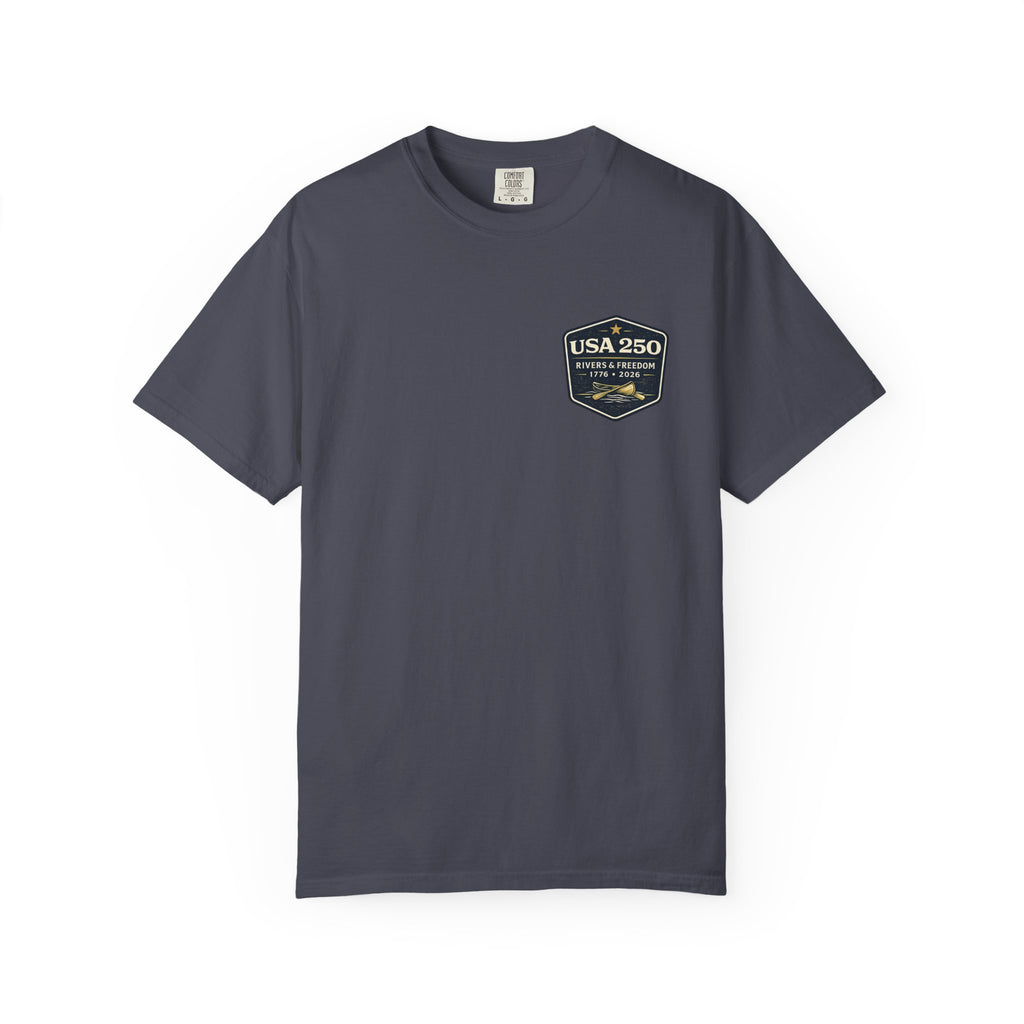 USA 250 River Heritage Light Color Back Badge Rugged Cotton Tee