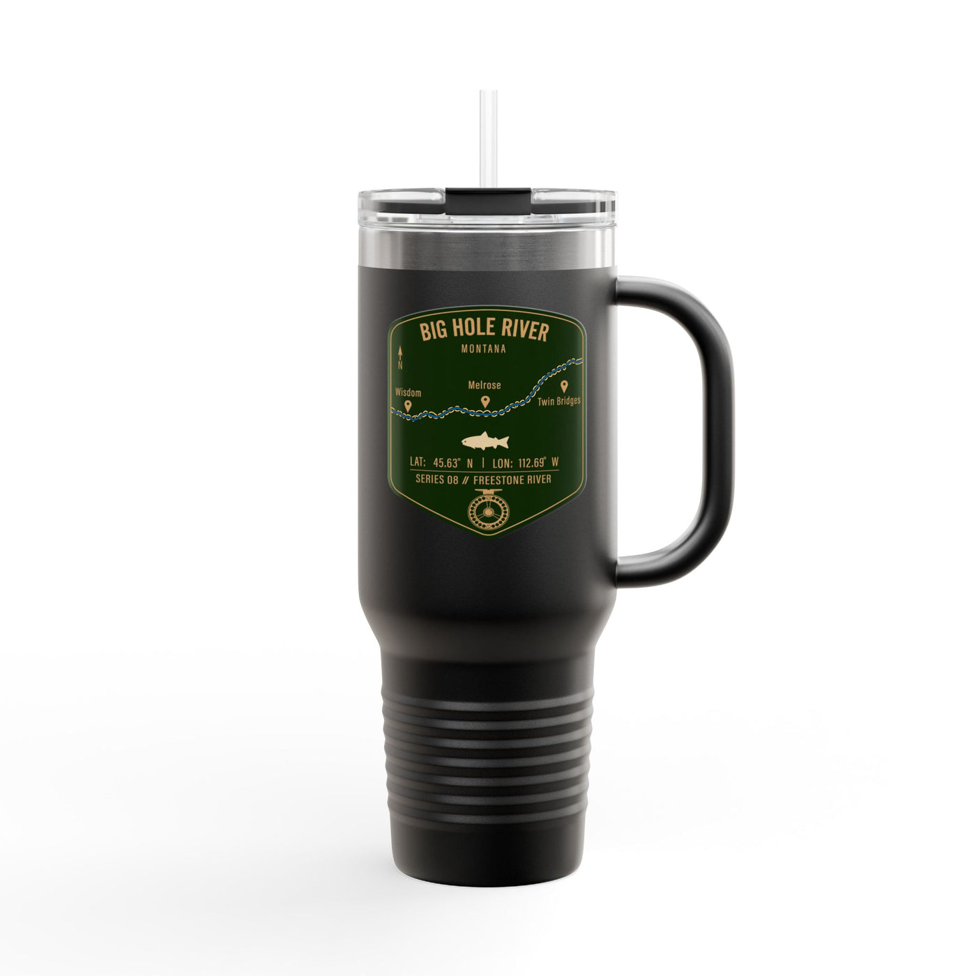Big Hole River Fishing Badge Travel Mug | 40oz Insulated Tumbler