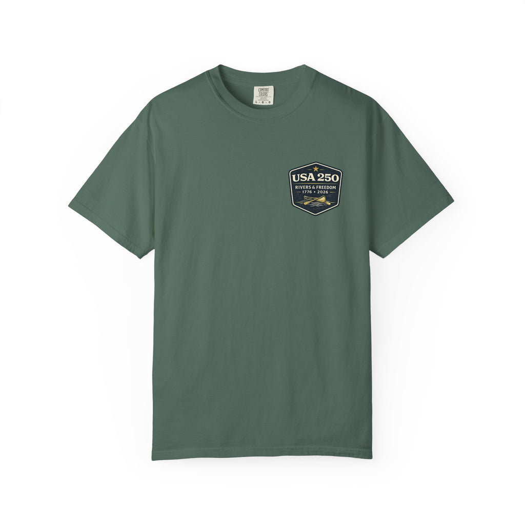 USA 250 River Heritage Light Color Back Badge Rugged Cotton Tee