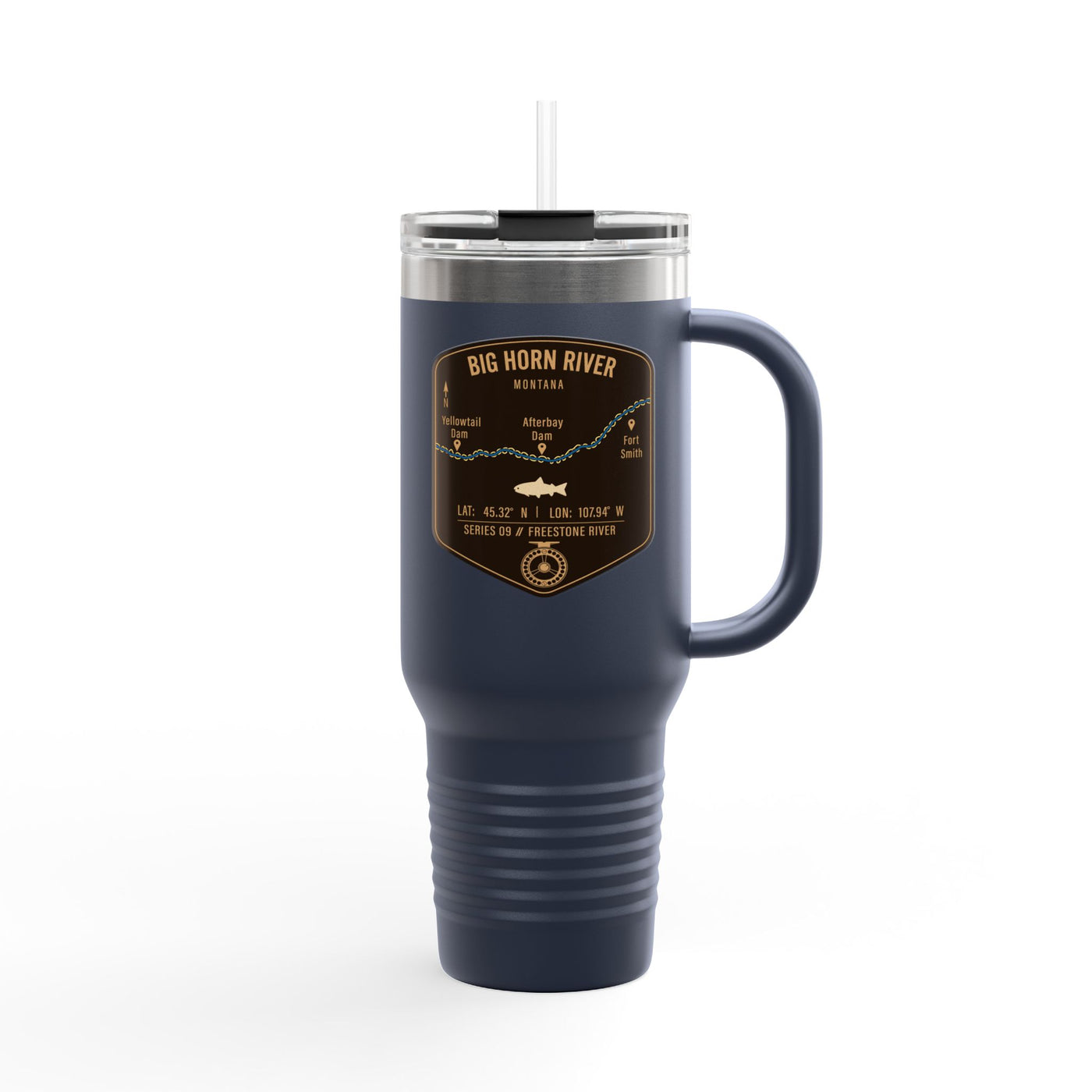 Big Horn River Fishing Badge Travel Mug | 40oz Insulated Tumbler