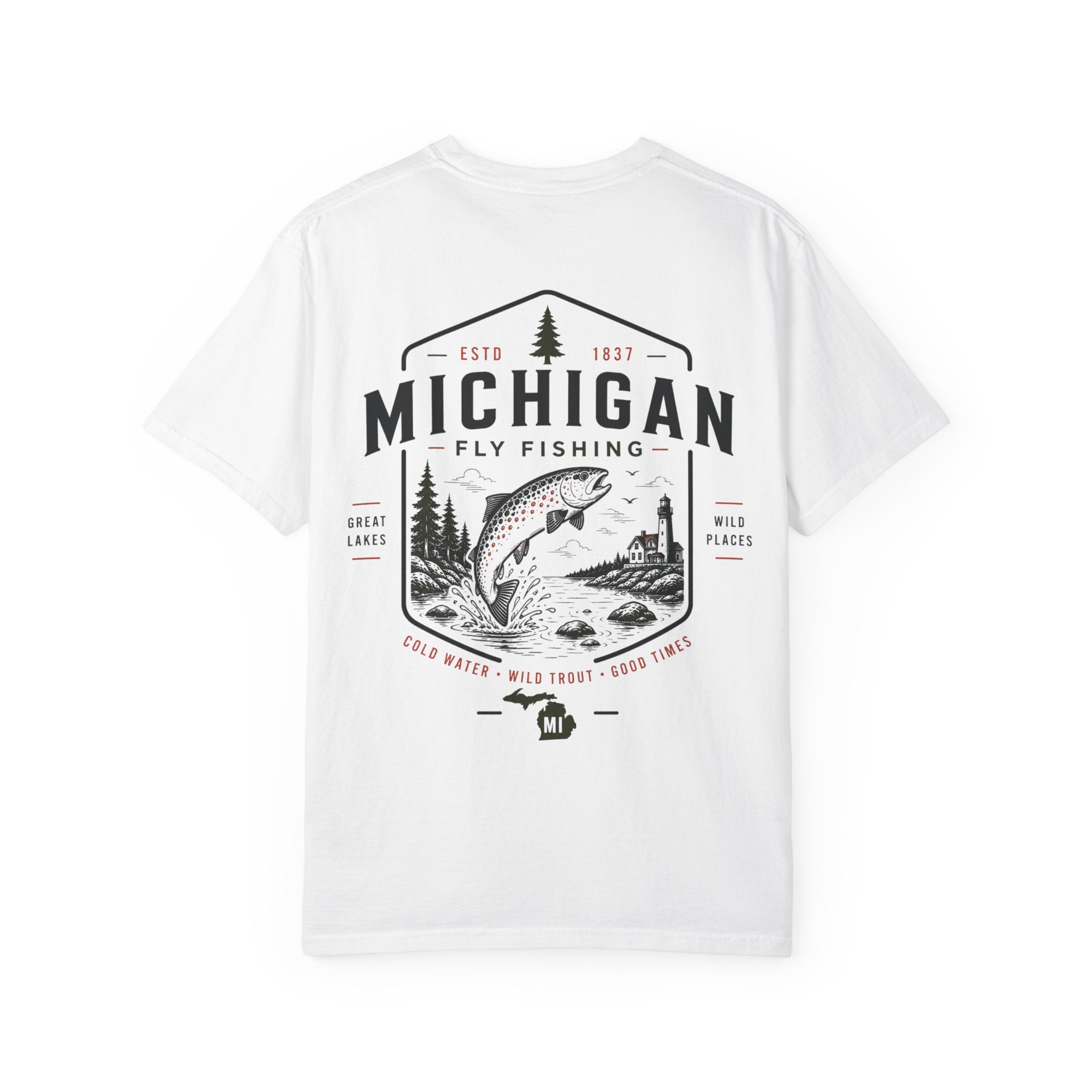 Michigan - State Fly Fishing Badge — Rugged Cotton Tee