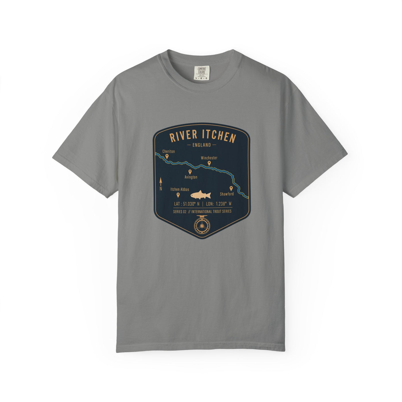 Global Series - River Itchen England Fishing Map | Rugged Cotton Trout Tee