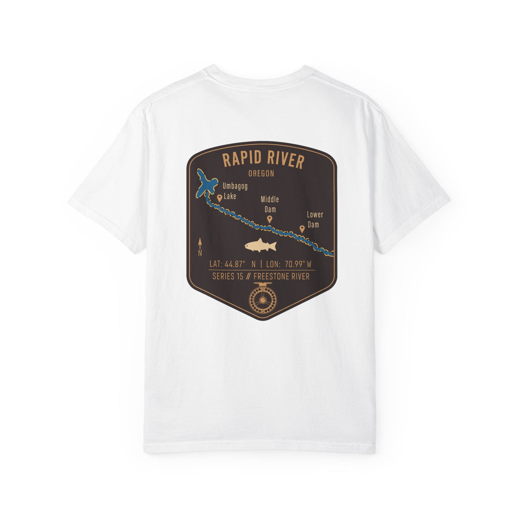Rapid River Oregon Fly Fishing T-Shirt - Vintage River Map Graphic Tee - Premium Angler Gift