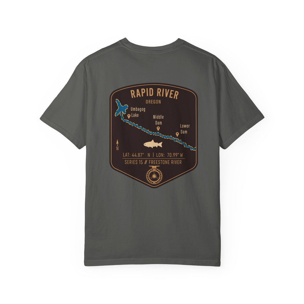 Rapid River Oregon Fly Fishing T-Shirt - Vintage River Map Graphic Tee - Premium Angler Gift