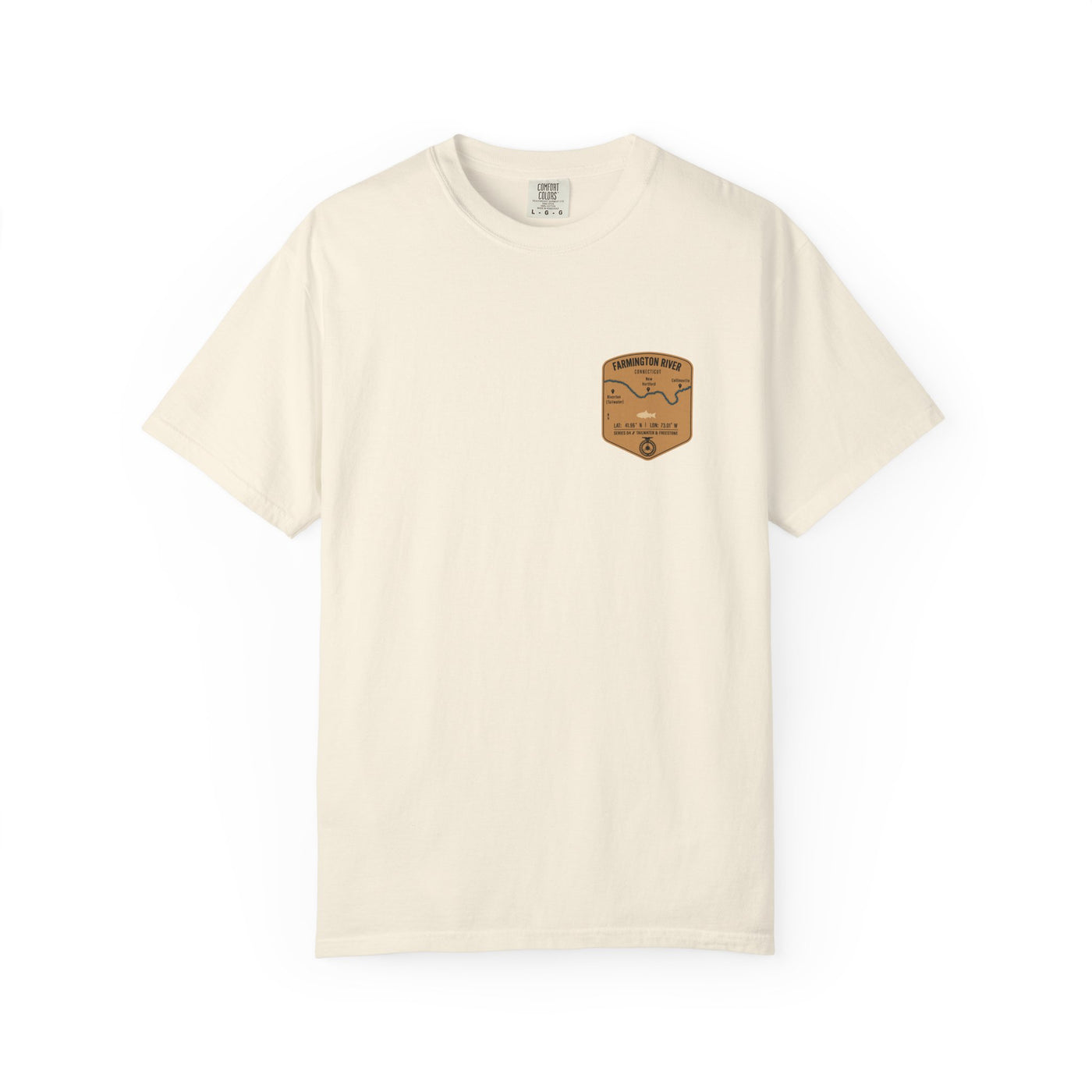 Farmington River Fishing Map Pocket-Size Patch — Rugged Cotton Tee