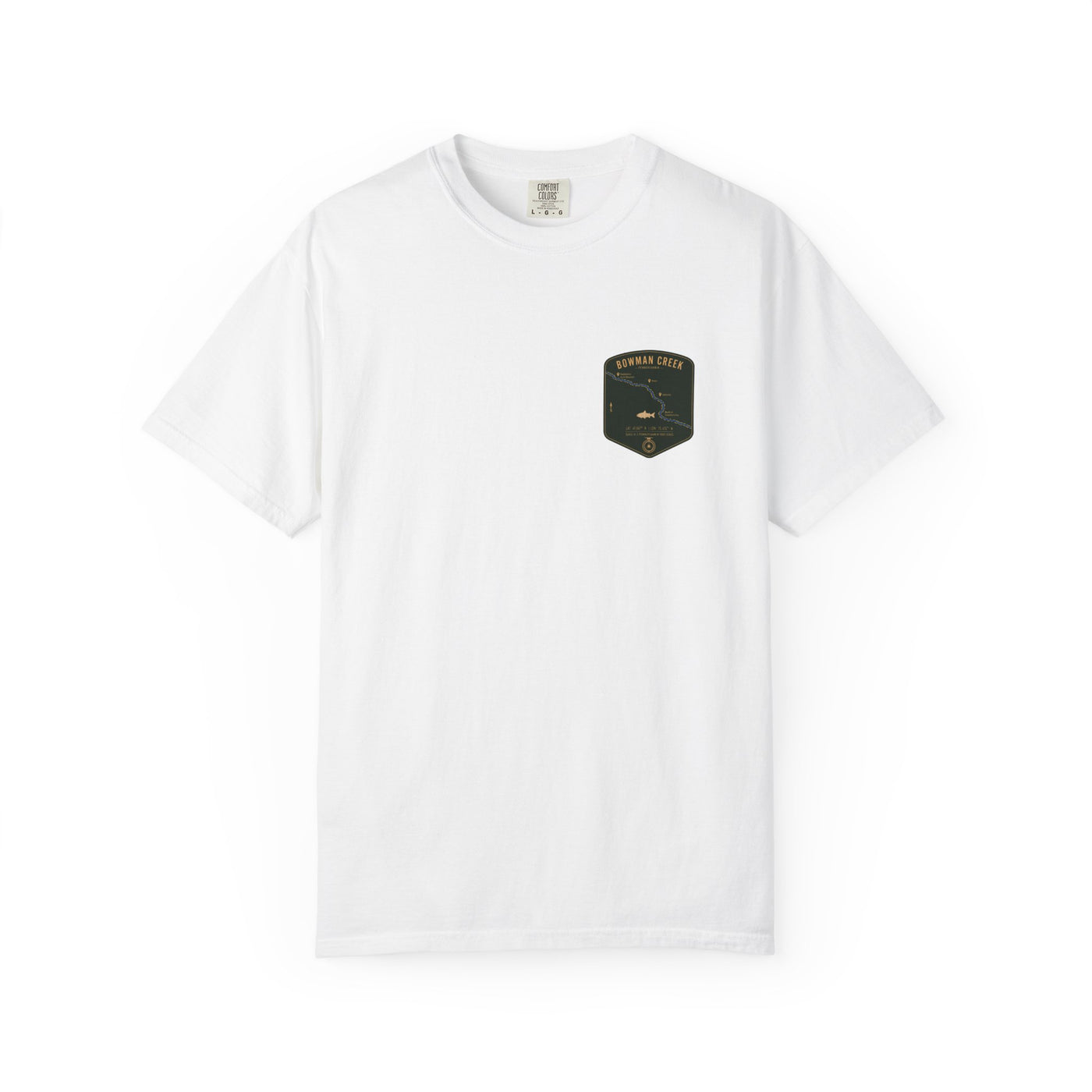 Bowman Creek Fishing Map Pocket-Size Patch — Rugged Cotton Tee