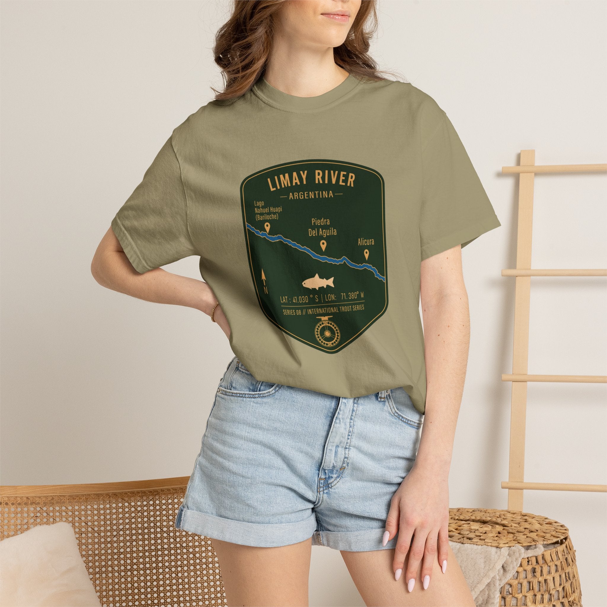 Global Series - Limay River Argentina Fishing Map | Rugged Cotton Trout Tee