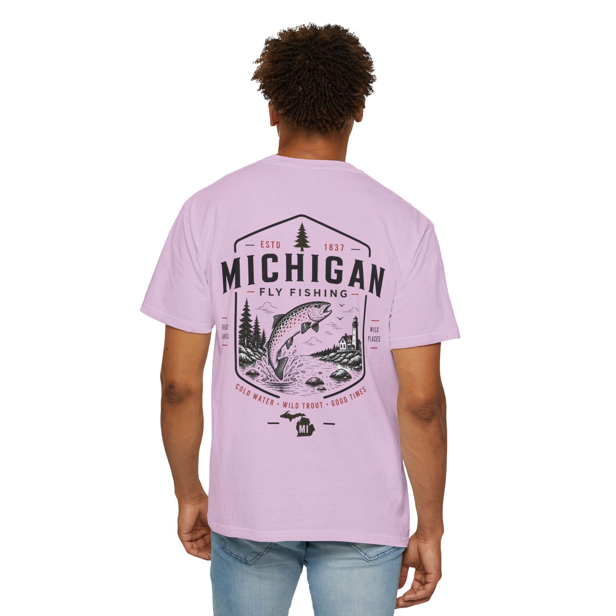 Michigan - State Fly Fishing Badge — Rugged Cotton Tee