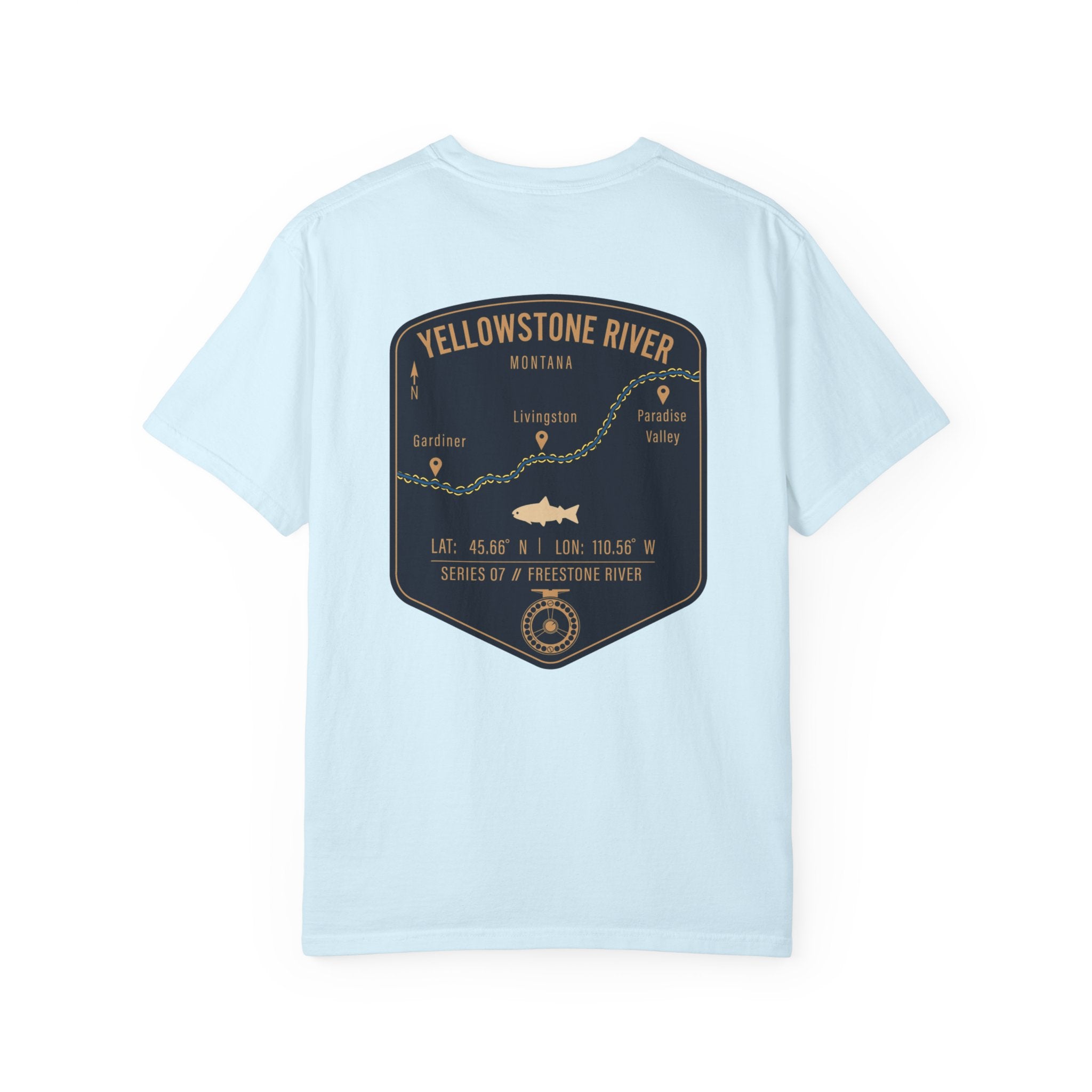 Yellowstone River Montana Fly Fishing T-Shirt - Premium Vintage Trout Map Graphic Tee for Anglers - Livingston & Paradise Valley