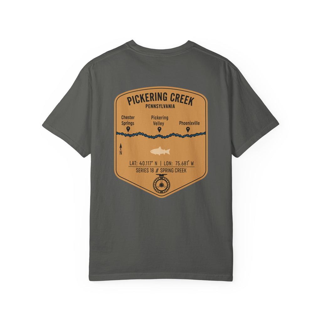 Pickering Creek Pennsylvania Fly Fishing T-Shirt - Chester Springs Phoenixville PA Angler Gift - Vintage Badge Tee