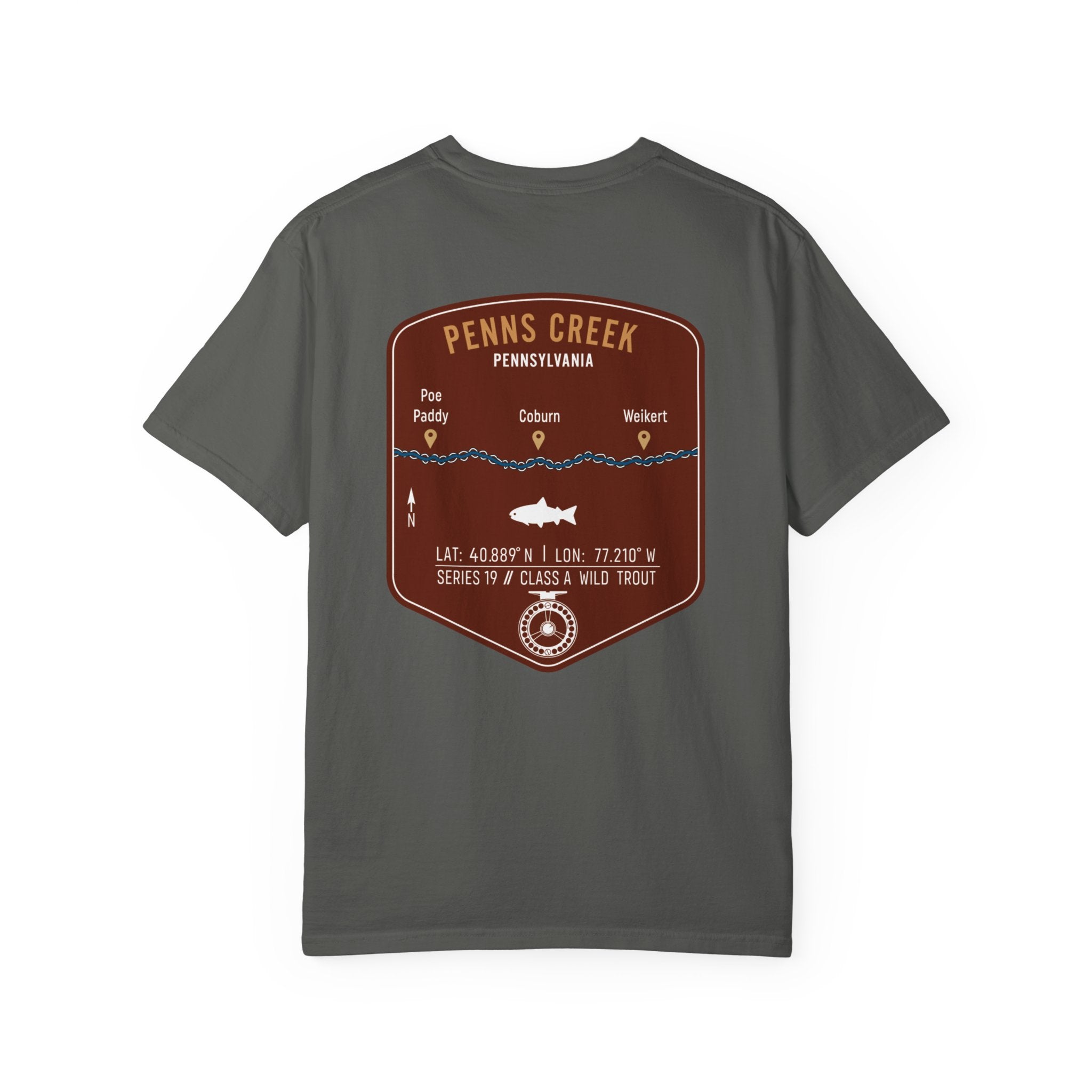 Penns Creek PA Fly Fishing T-Shirt - Vintage Class A Wild Trout Angler Design - Poe Paddy & Coburn Pennsylvania Outdoor Adventure Tee