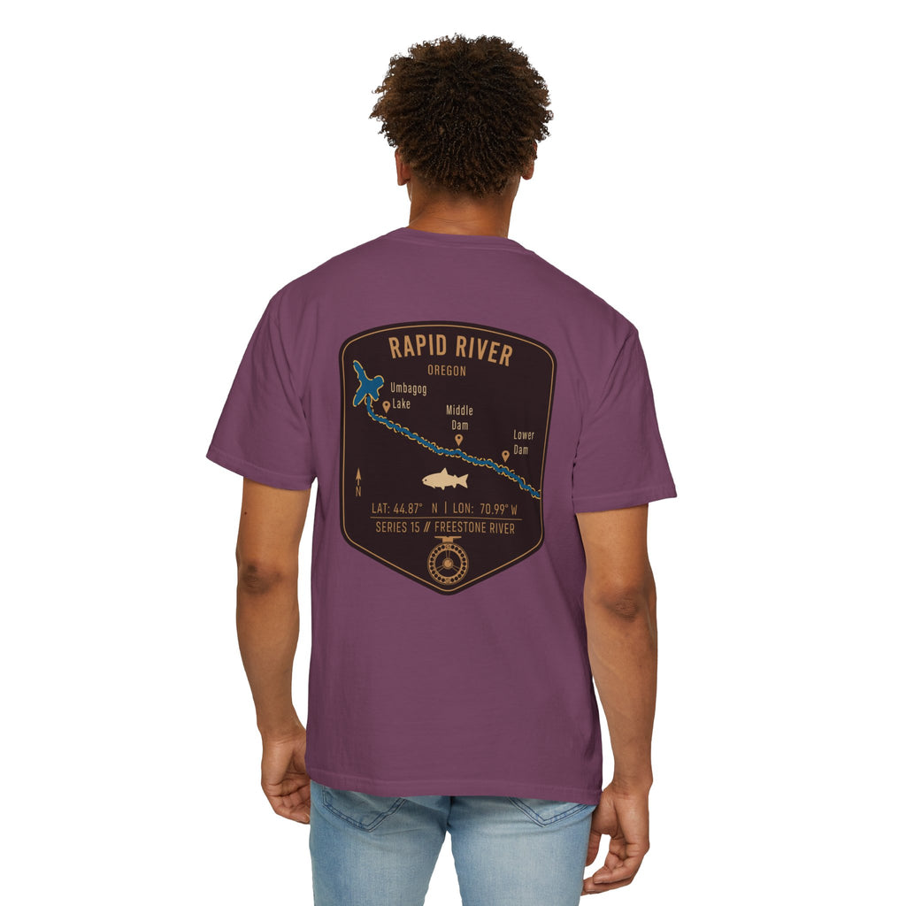 Rapid River Oregon Fly Fishing T-Shirt - Vintage River Map Graphic Tee - Premium Angler Gift