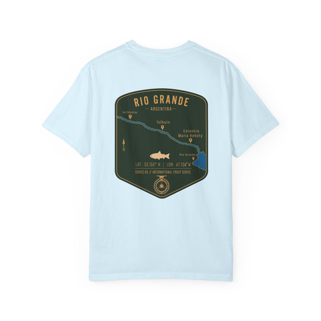 Rio Grande Argentina Fly Fishing T-Shirt - International Trout Series Map - Premium Angler Gift for Trout Fishermen