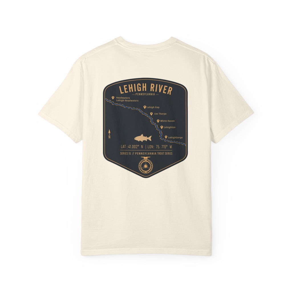 Lehigh River Pennsylvania Trout Fishing T-Shirt - Fly Fishing Map Tee with Jim Thorpe & Lehigh Gorge - Premium Angler Gift