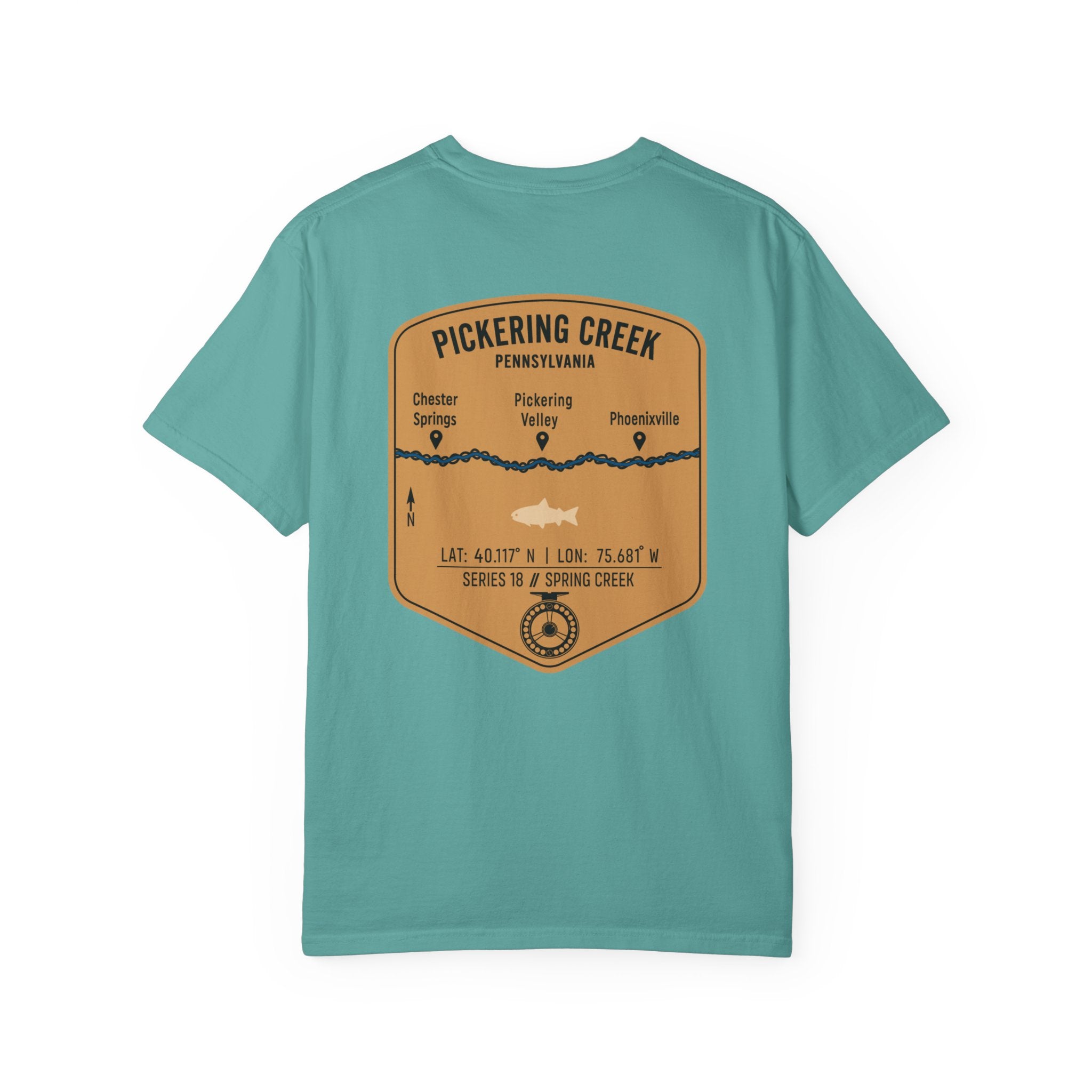 Pickering Creek Pennsylvania Fly Fishing T-Shirt - Chester Springs Phoenixville PA Angler Gift - Vintage Badge Tee
