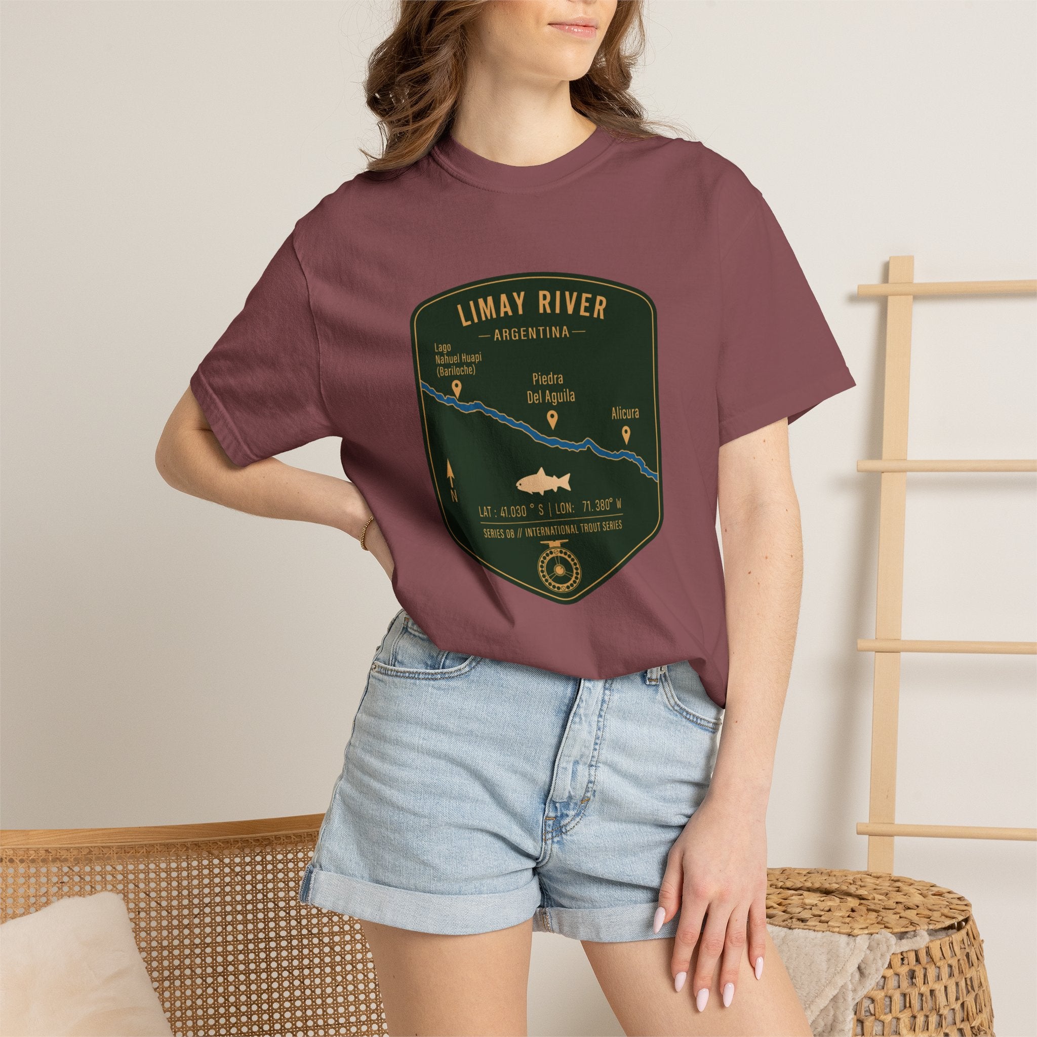 Global Series - Limay River Argentina Fishing Map | Rugged Cotton Trout Tee
