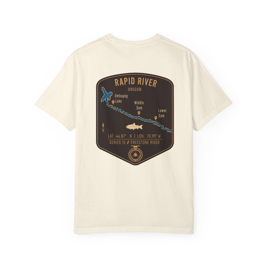 Rapid River Oregon Fly Fishing T-Shirt - Vintage River Map Graphic Tee - Premium Angler Gift