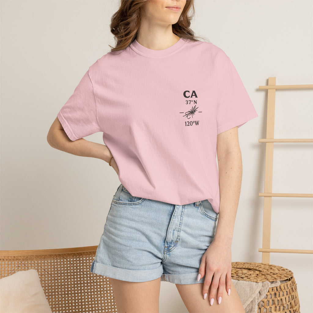 California - State Fly Fishing Badge — Rugged Cotton Tee