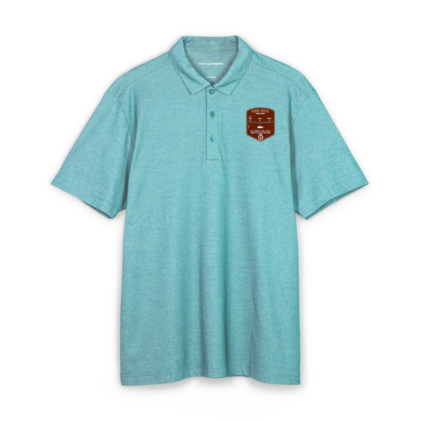 Penns Creek Fishing Map Polo | Port Authority® Fine Pique Blend