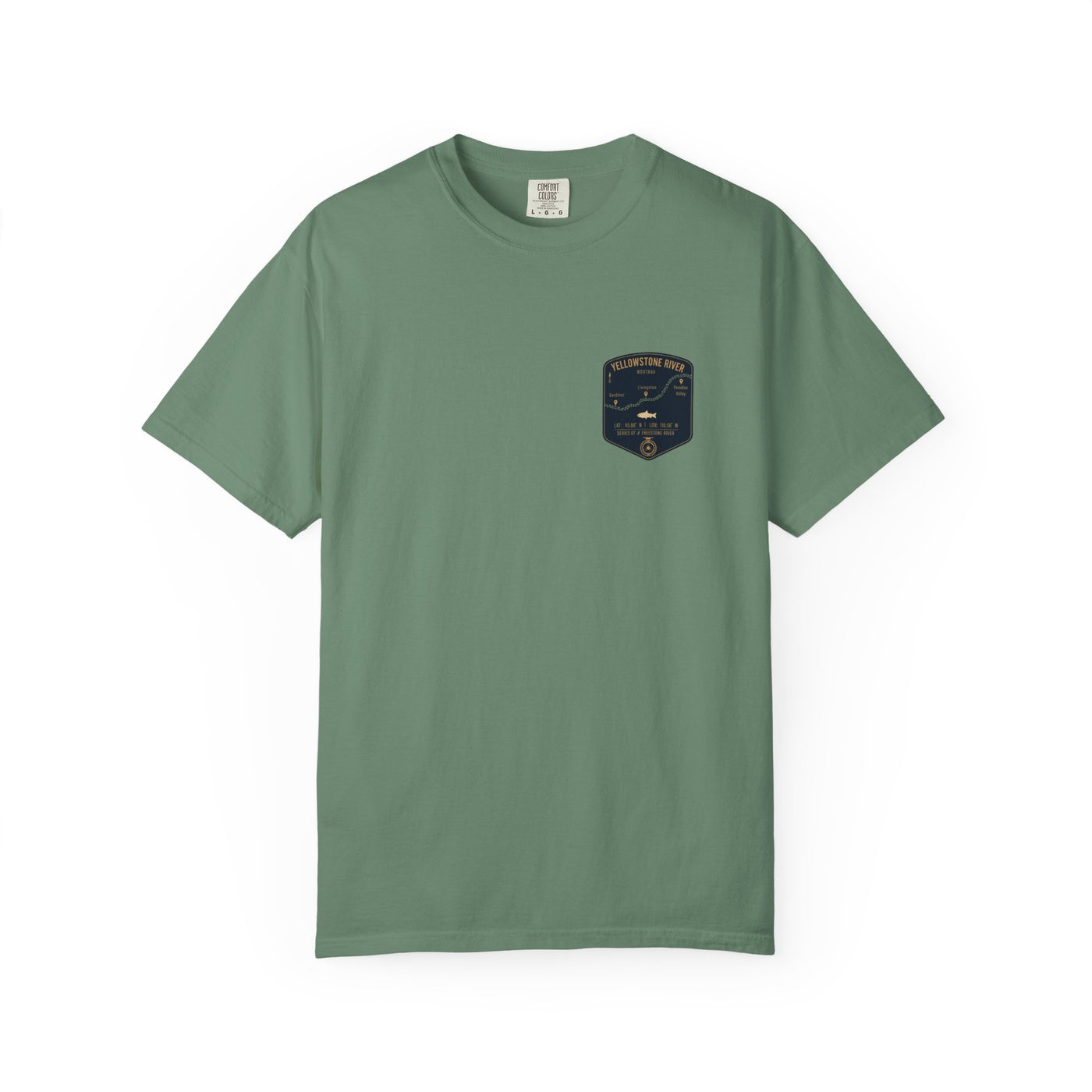 Yellowstone River Fishing Map Pocket-Size Patch — Rugged Cotton Tee