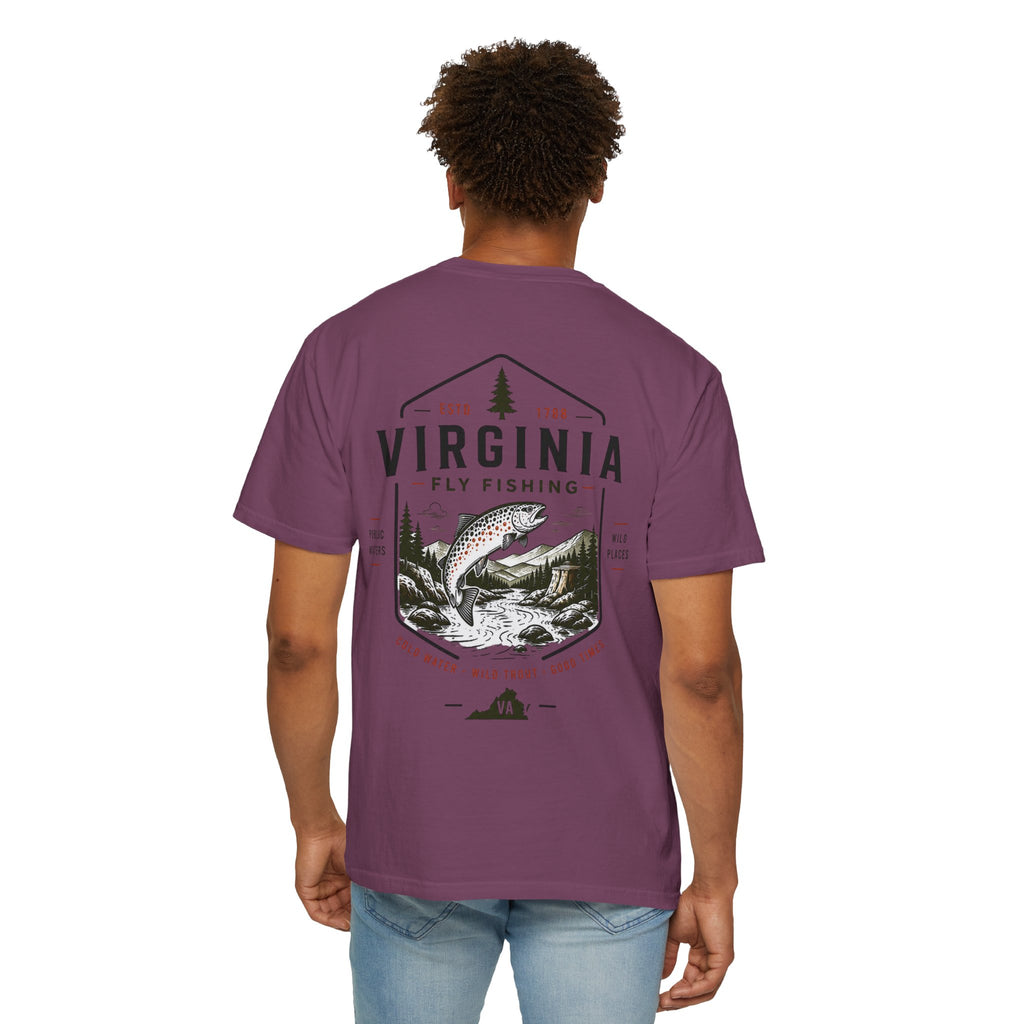 Virginia - State Fly Fishing Badge — Rugged Cotton Tee