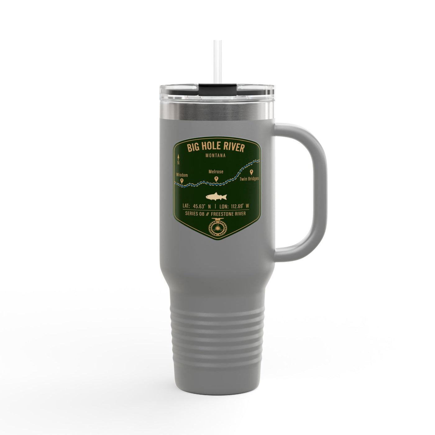 Big Hole River Fishing Badge Travel Mug | 40oz Insulated Tumbler