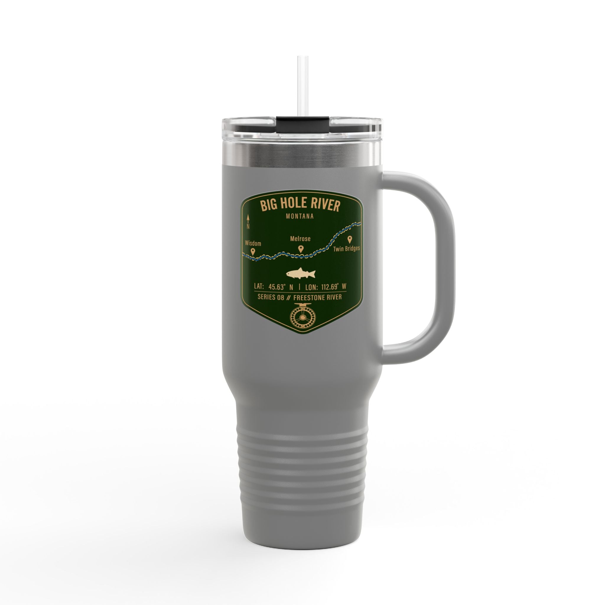 Big Hole River Fishing Badge Travel Mug | 40oz Insulated Tumbler