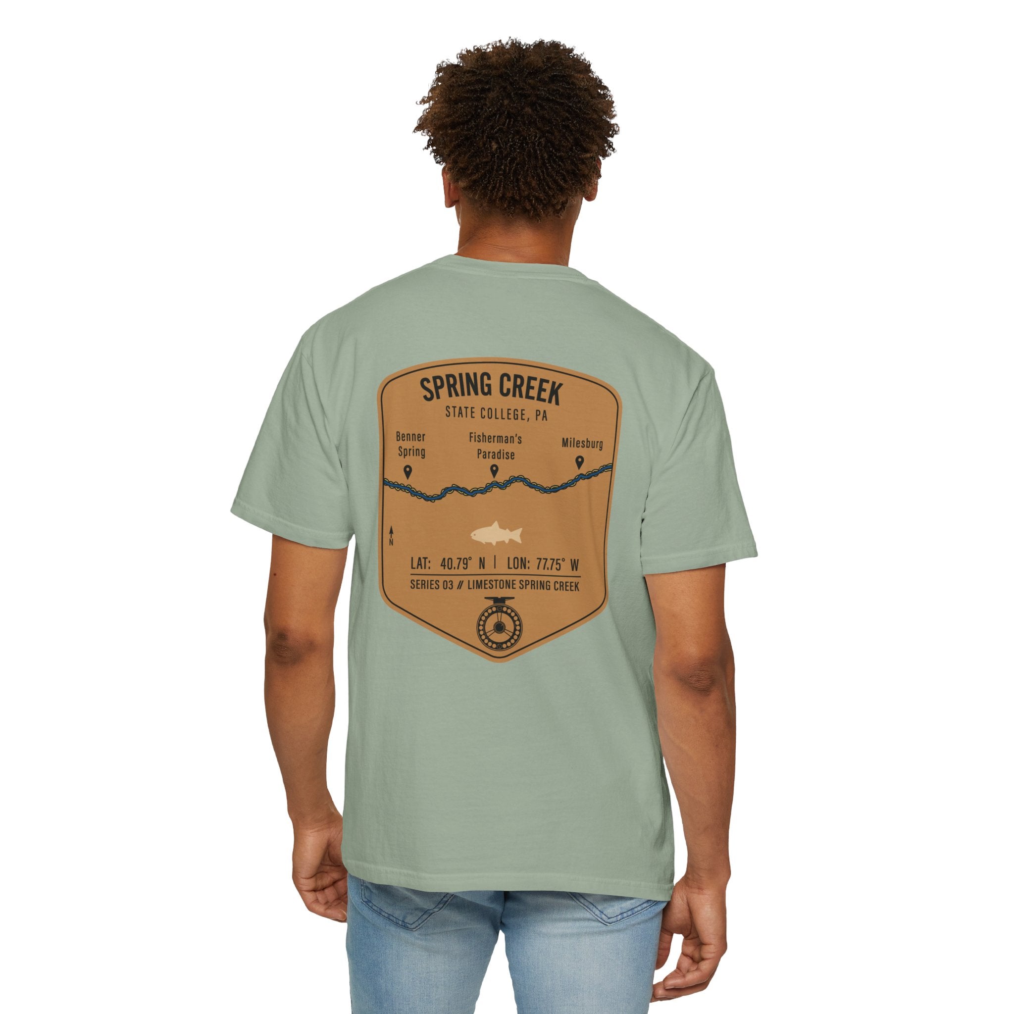 Spring Creek State College PA Fly Fishing T-Shirt - Fisherman's Paradise Trout Map Tee - Premium Pennsylvania Outdoor Apparel
