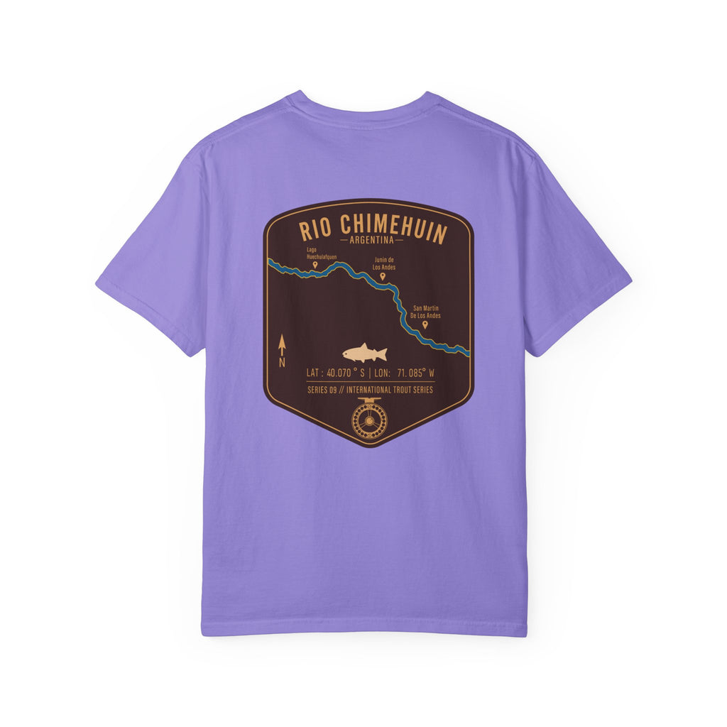 Rio Chimehuin Argentina Fly Fishing T-Shirt - Vintage Patagonia Trout Series Map Tee - Junin de los Andes Souvenir