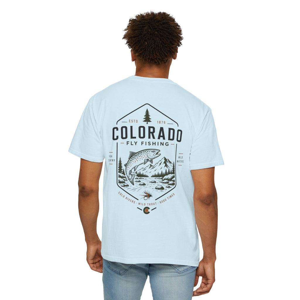 Colorado - State Fly Fishing Badge — Rugged Cotton Tee