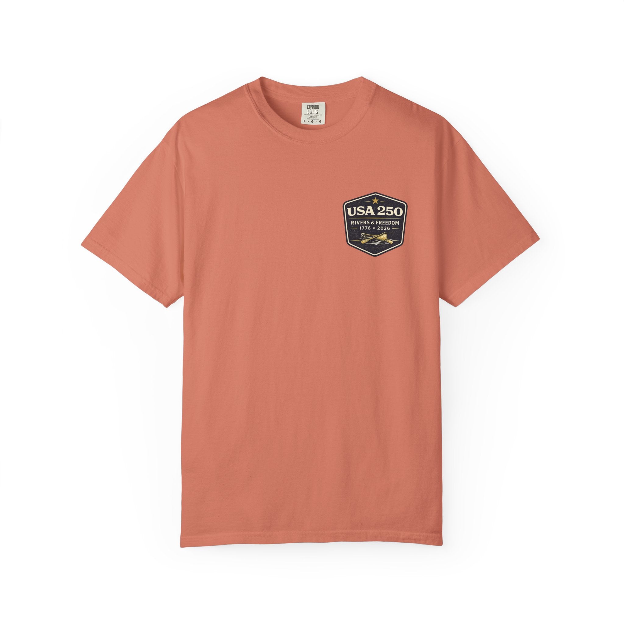 USA 250 River Heritage Light Color Back Badge Rugged Cotton Tee