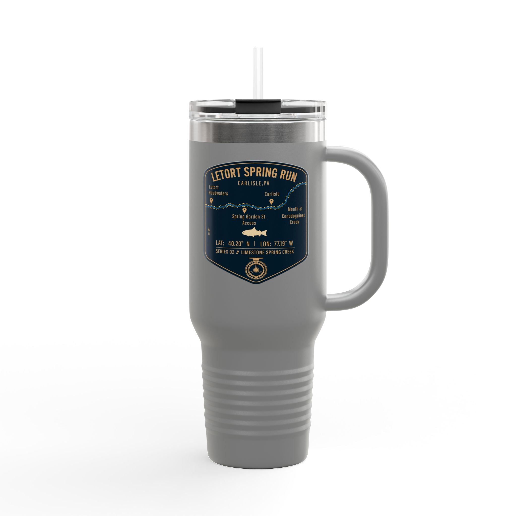 LeTort Spring Run Fishing Badge Travel Mug | 40oz Insulated Tumbler