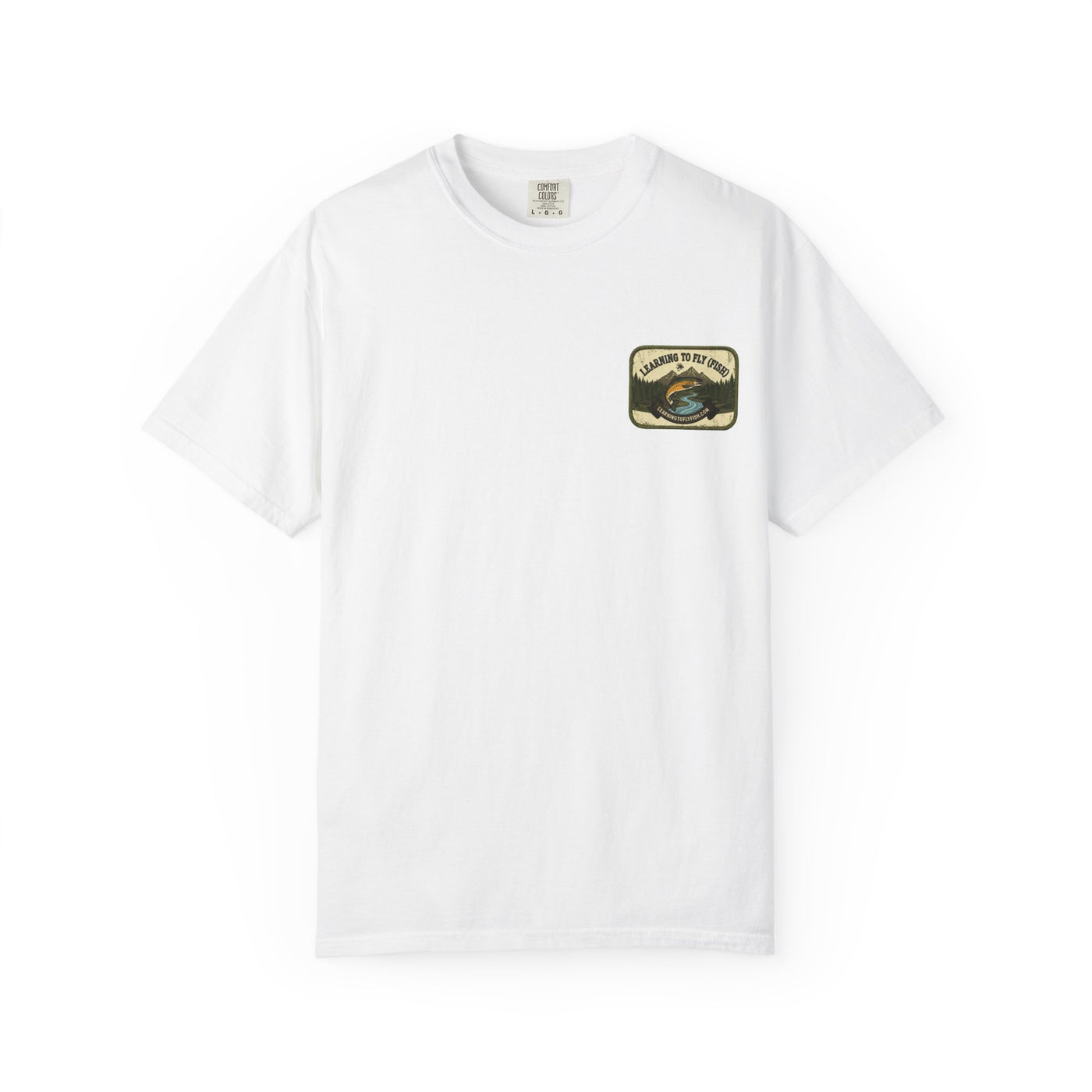 Learning to Fly (Fish) Fishing Map Pocket-Size Patch — Rugged Cotton Tee