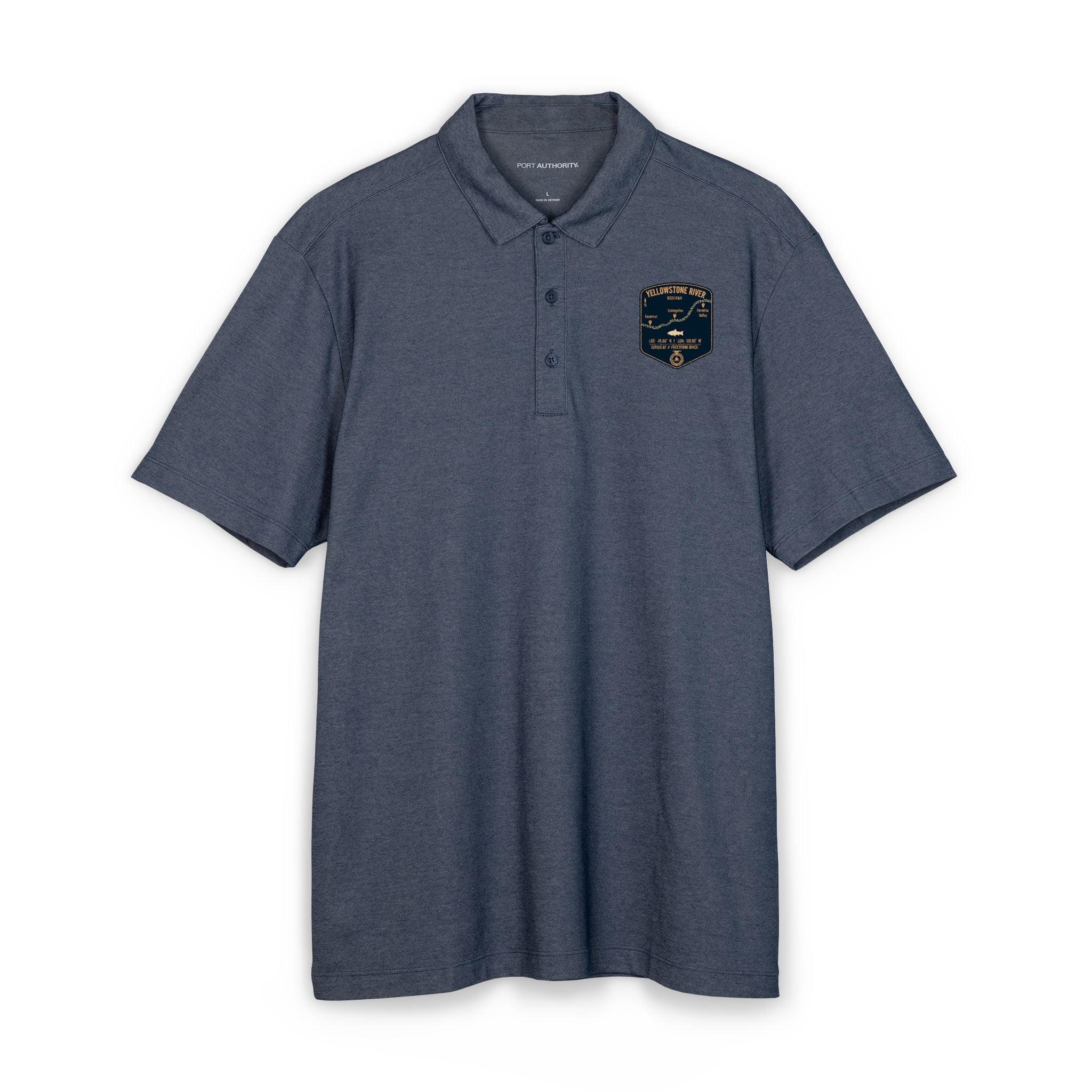 Yellowstone River Fishing Map Polo | Port Authority® Fine Pique Blend