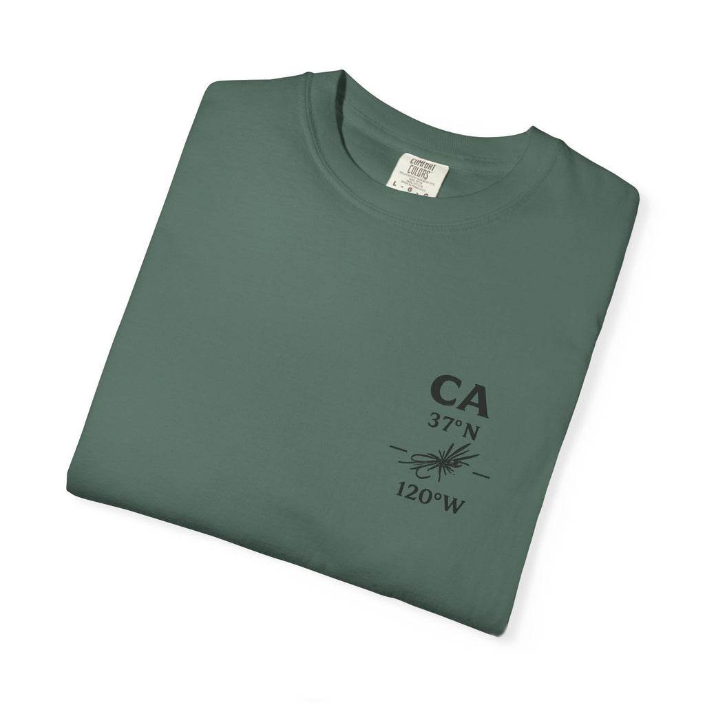 California - State Fly Fishing Badge — Rugged Cotton Tee