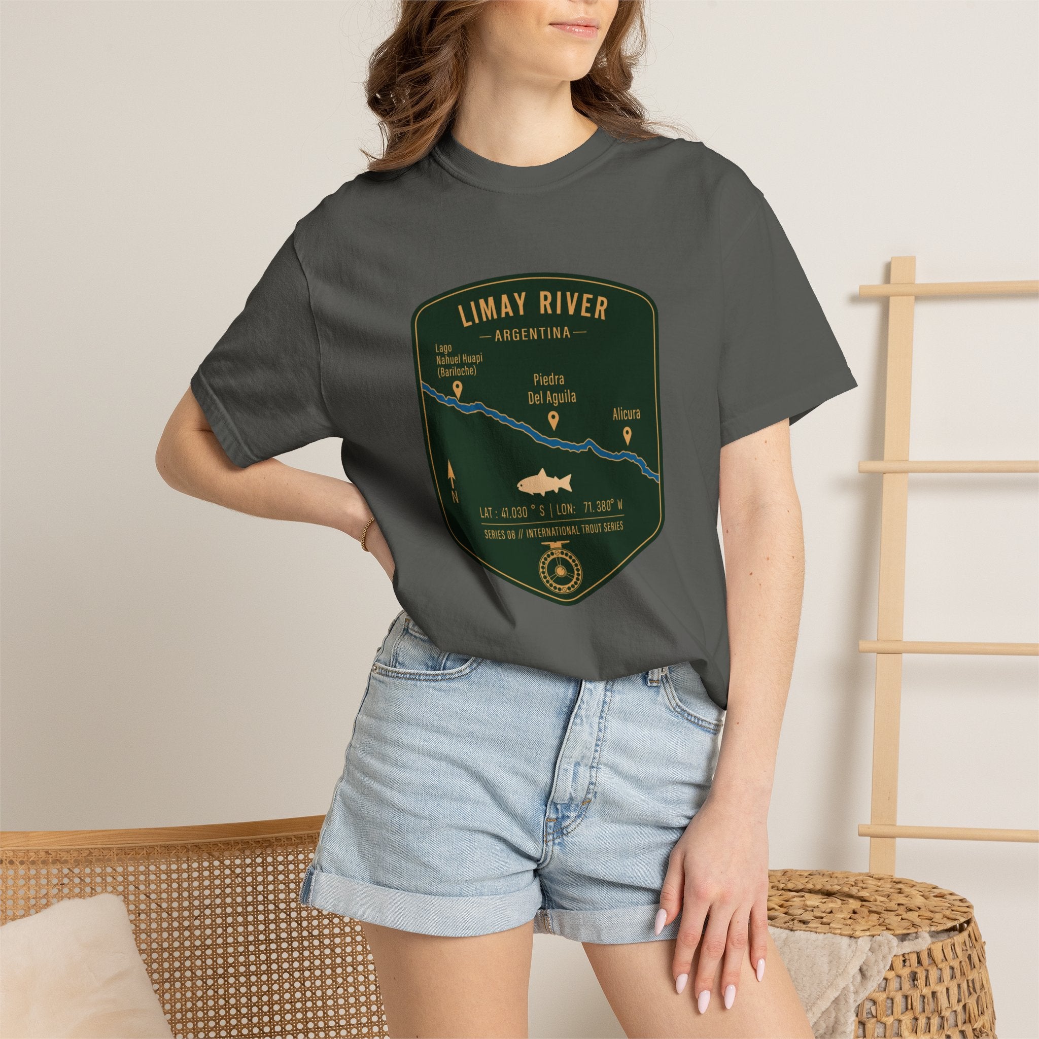 Global Series - Limay River Argentina Fishing Map | Rugged Cotton Trout Tee