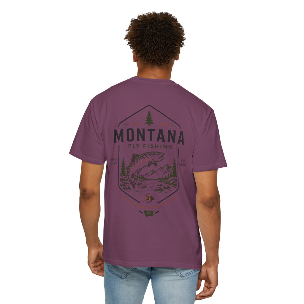 Montana - State Fly Fishing Badge — Rugged Cotton Tee