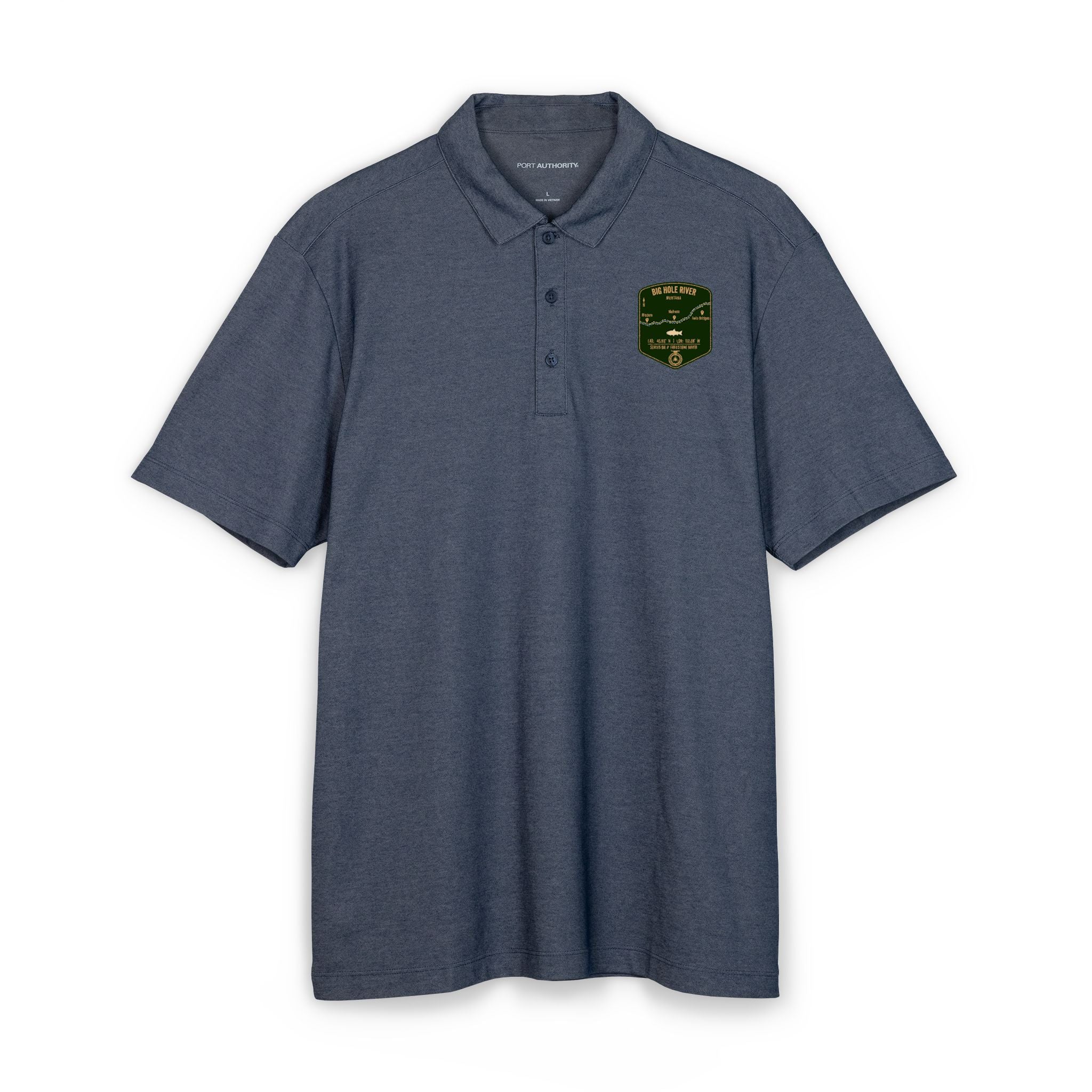 Big Hole River Fishing Map Polo | Port Authority® Fine Pique Blend