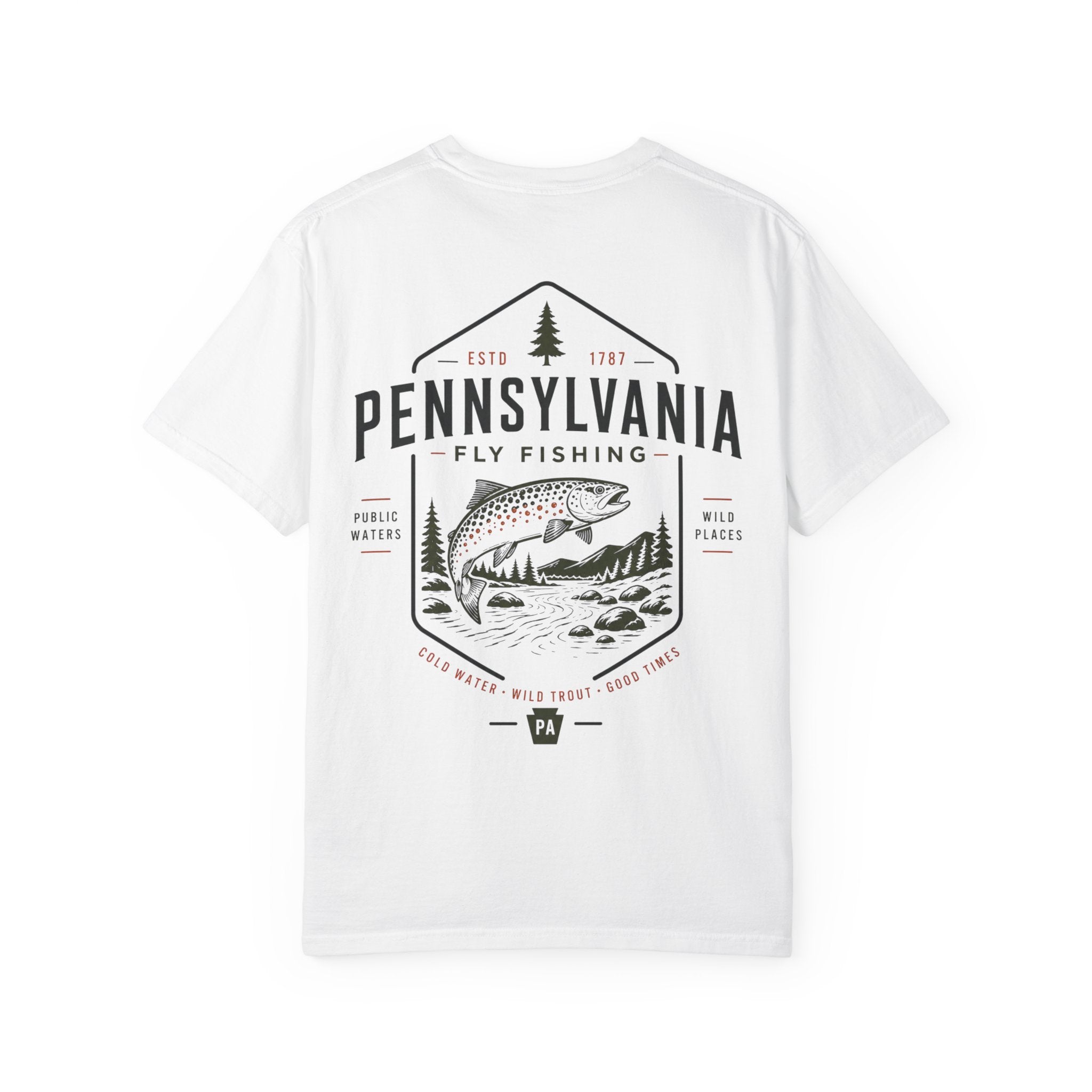 Pennsylvania - State Fly Fishing Badge — Rugged Cotton Tee