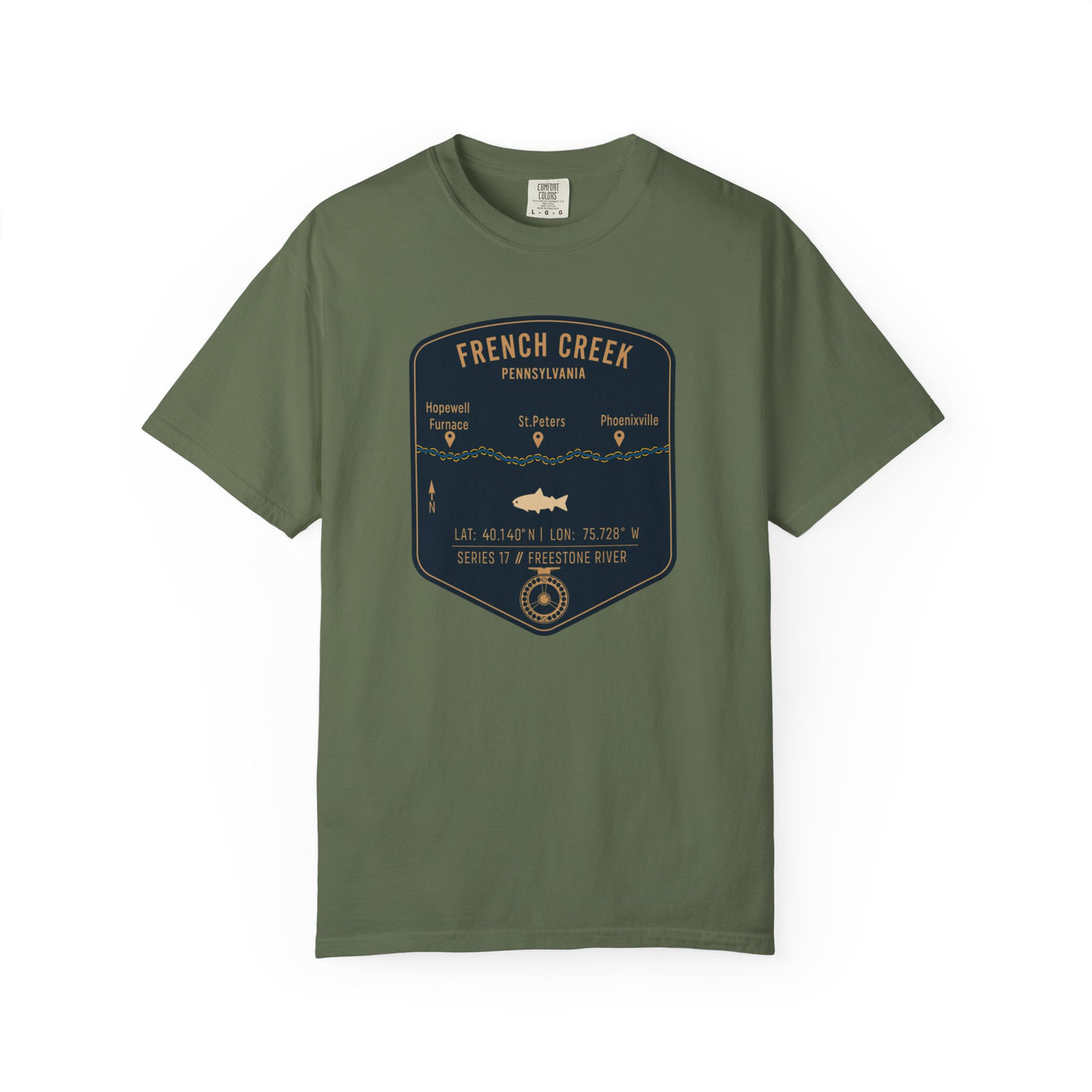 French Creek Fishing Map | Rugged Cotton Trout Tee