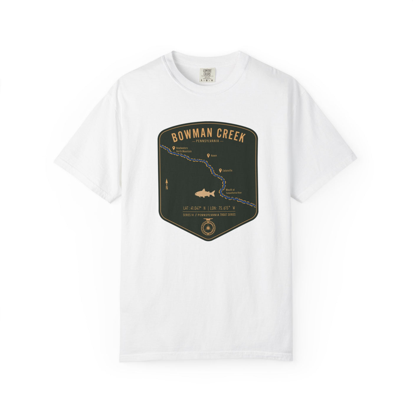 Bowman Creek PA Fishing Map | Rugged Cotton Trout Tee