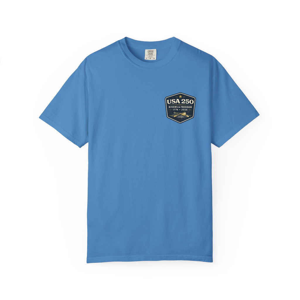 USA 250 River Heritage Light Color Back Badge Rugged Cotton Tee